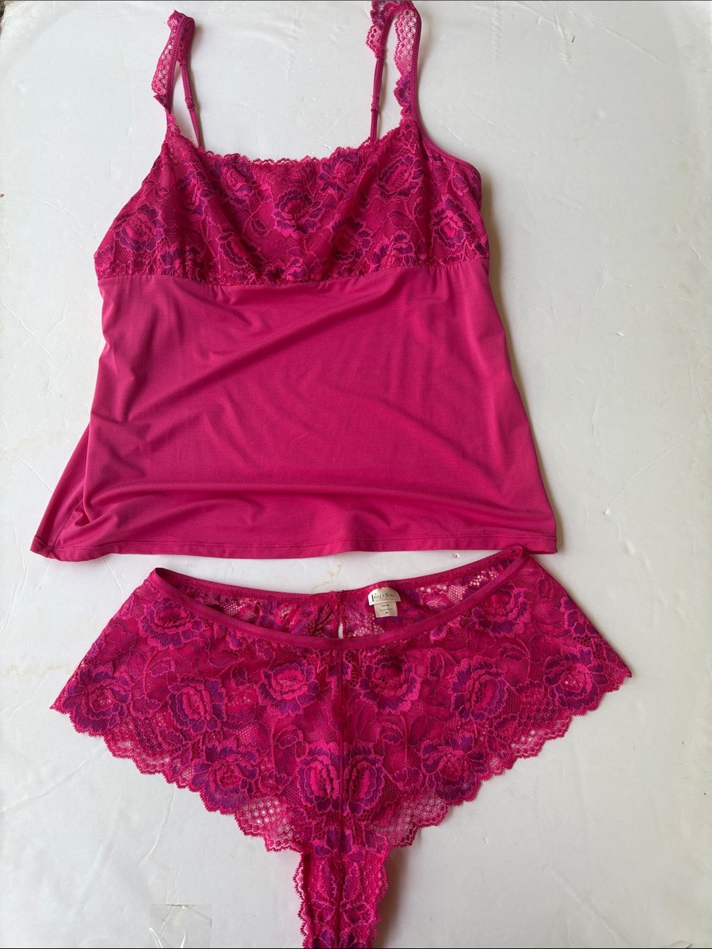 Vintage Y2K Pink Camisole Panty Set Lace Modal Barbie Sexy Milkmaid Babydoll XL - Picture 3 of 17